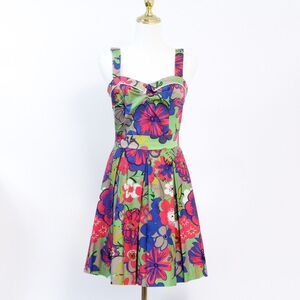 Beach Bash Pinup Dress Women's Size XS Cotton Blend Art & Tatyana Floral Casual